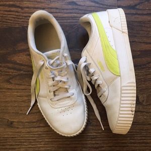 Puma sneakers shoes white lime green 7